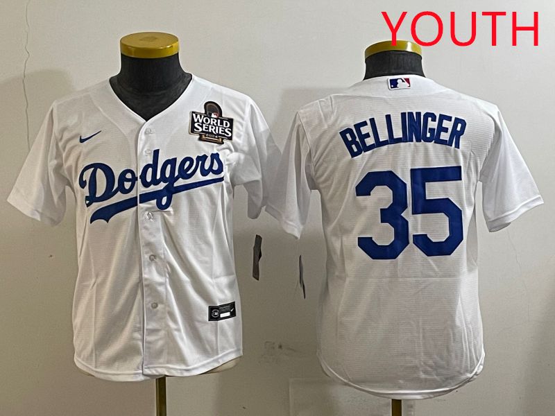 Youth Los Angeles Dodgers #35 Bellinger White Game 2025 Nike MLB Jersey style 7